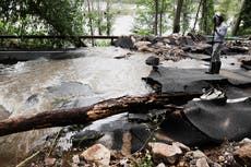 Heavy flooding creates waterfalls onto Hudson Valley roads