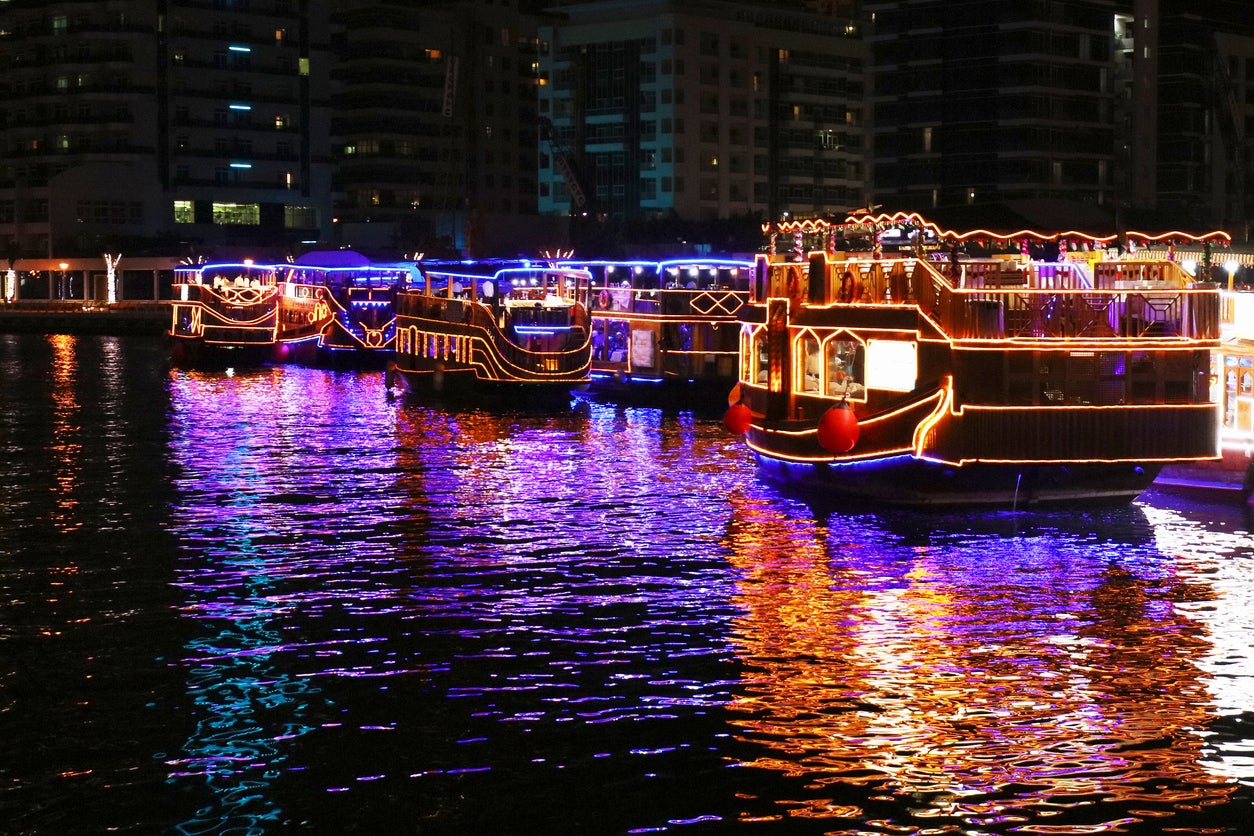 Dhow boats are a popular way to cruise the Marina