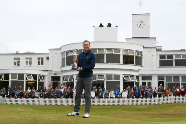 Jordan Spieth celebrates winning the 2017 Open Championship at Royal Birkdale (Richard Sellers/PA)