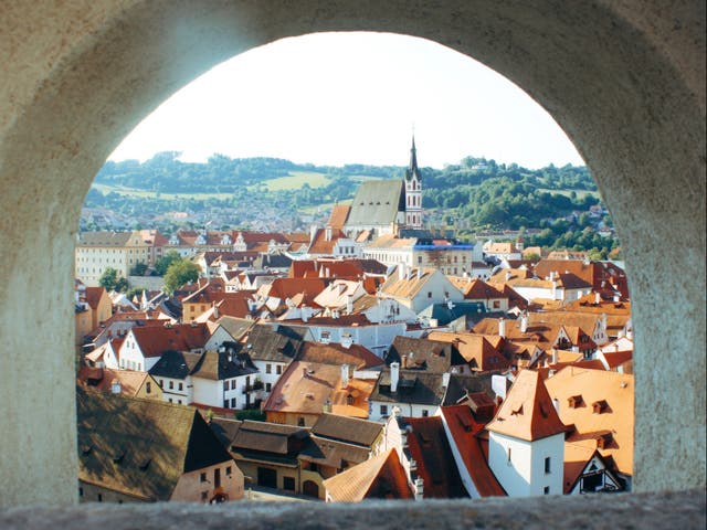 <p>Room with a view from Cesky Krumlov Castle</p>