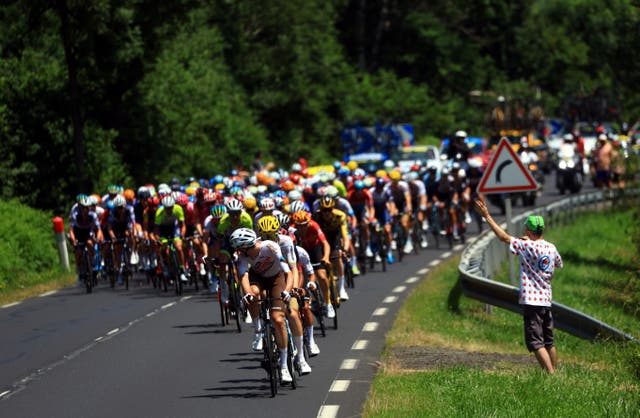 <p>The peloton in action during stage 10 of the Tour de France</p>