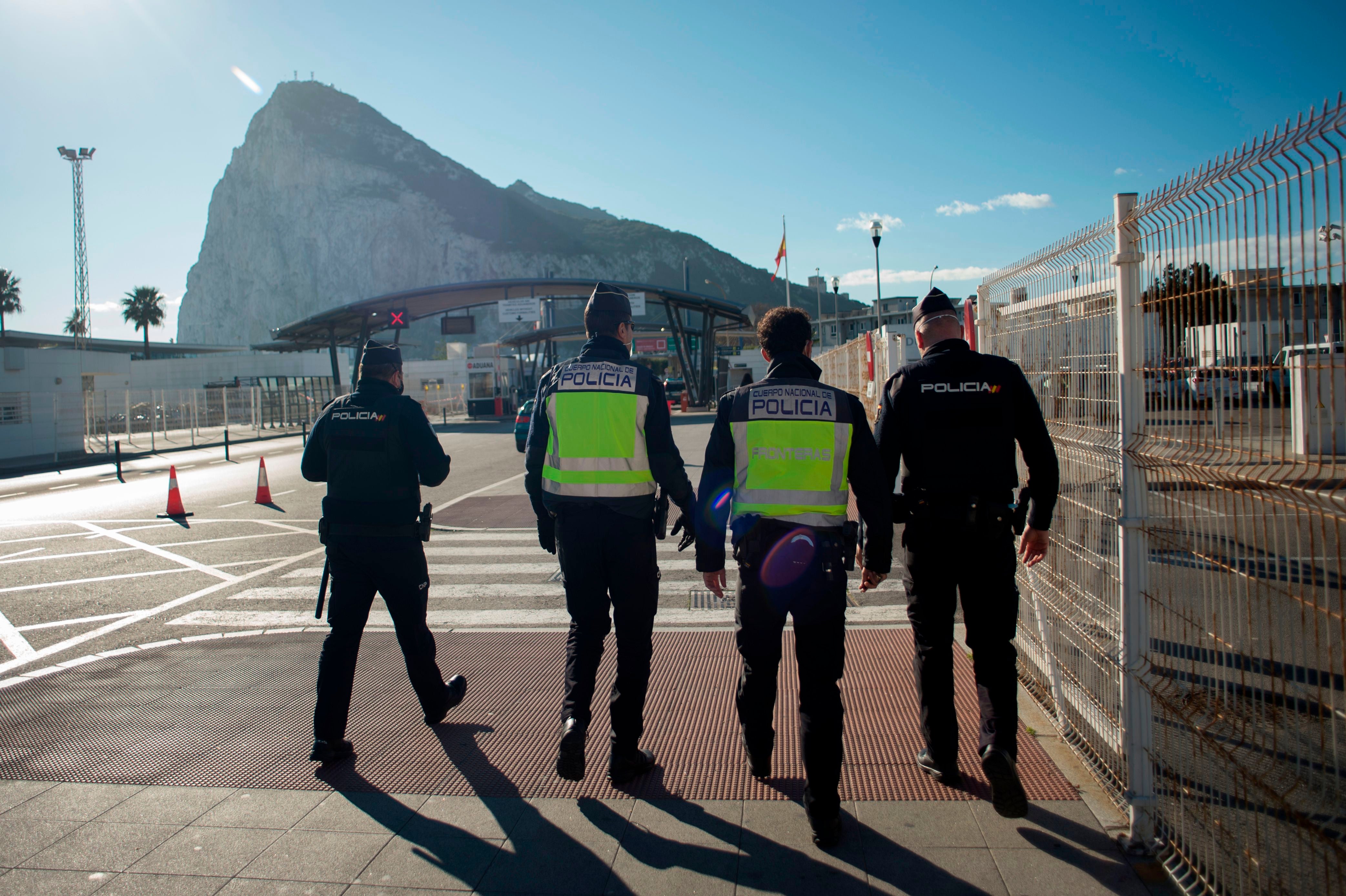 Spanish officials patrol border between Gibraltar and Spain