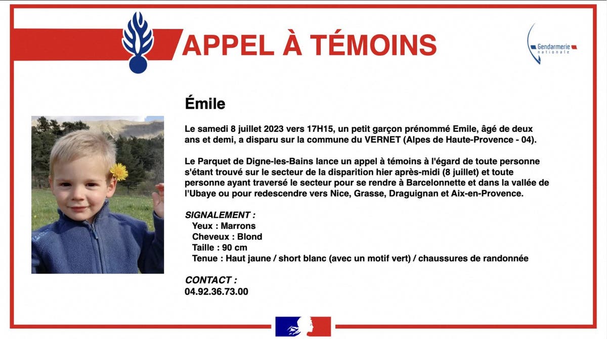 Missing Emile: Everything we know on French toddler as police prepare to finish search - Vimarsana News