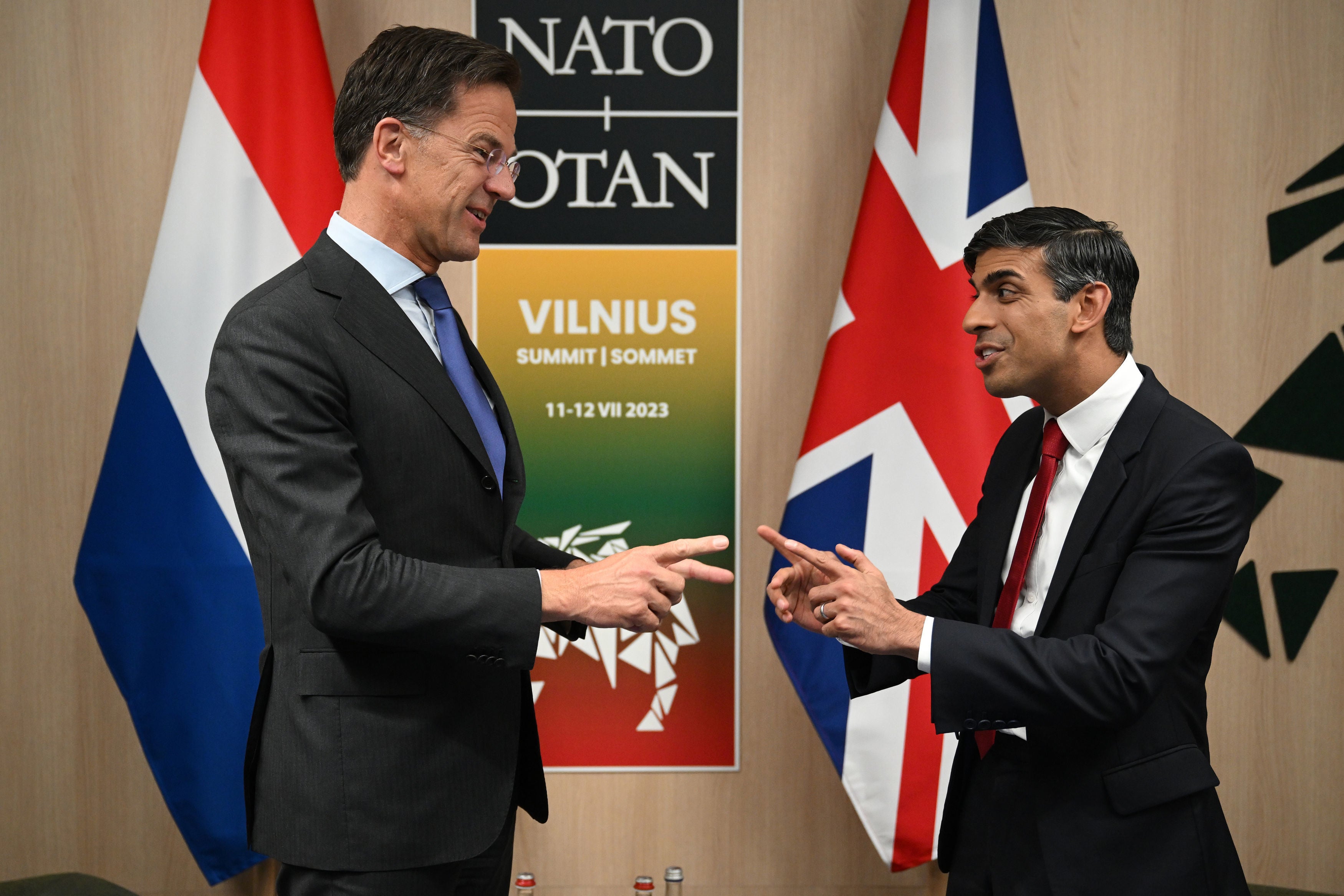 Rishi Sunak meets his Dutch counterpart Mark Rutte in Vilnius