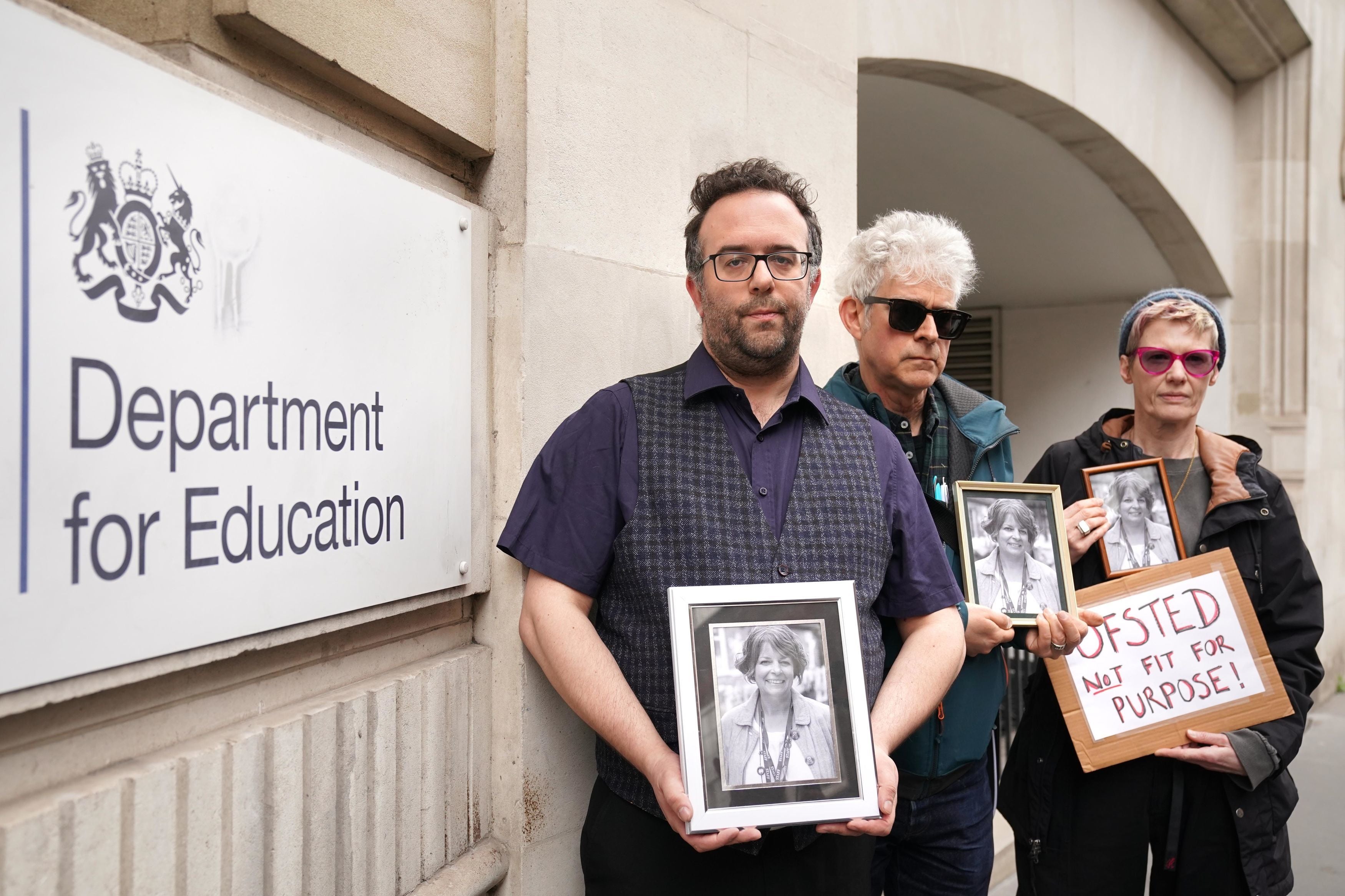 Members of UNISON protest against Ofsted following the death