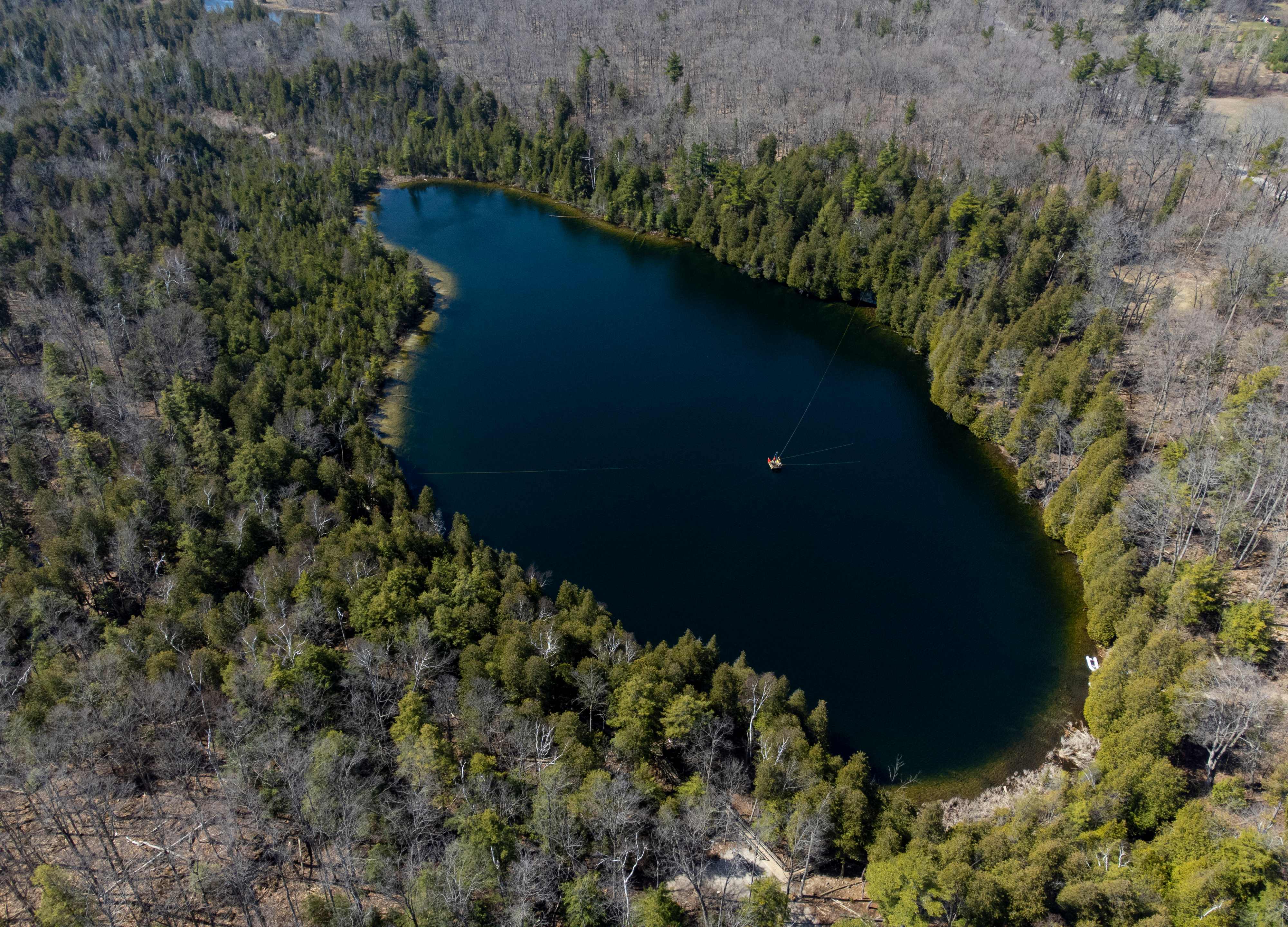 An aerial view of Crawford Lake near Milton, Ontario, Canada. The International Commission on Stratigraphy’s Anthropocene Working Group on July 11, 2023, named the lake as the embodiment of the proposed Anthropocene epoch