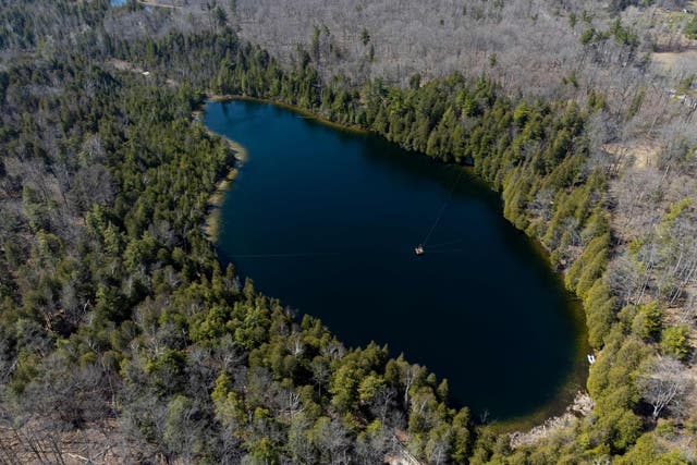 <p>An aerial view of Crawford Lake near Milton, Ontario, Canada. The International Commission on Stratigraphy’s Anthropocene Working Group on July 11, 2023, named the lake as the embodiment of the proposed Anthropocene epoch</p>