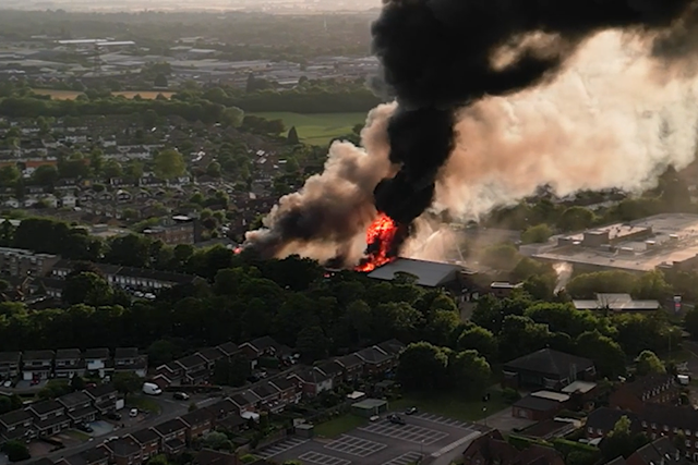 Residents have been told to keep their windows closed as firefighters tackle a blaze at an industrial estate (Kevin Kendle)