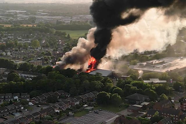 Handout still from video taken with permission from the Twitter feed of Kevin Kendle of a blaze at an industrial estate in Baldock (Kevin Kendle/Twitter/PA)