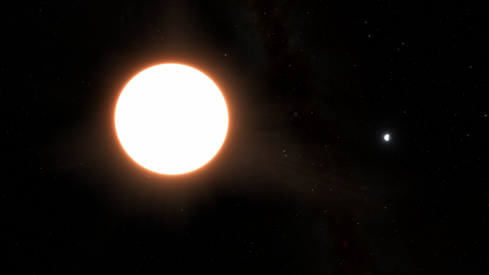 <p>Artist impression of exoplanet LTT9779b orbiting its host star</p>