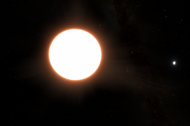 <p>Artist impression of exoplanet LTT9779b orbiting its host star</p>