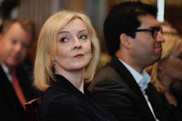 Former prime minister Liz Truss at the launch of the Growth Commission, a new taskforce of economists (Aaron Chown/PA)