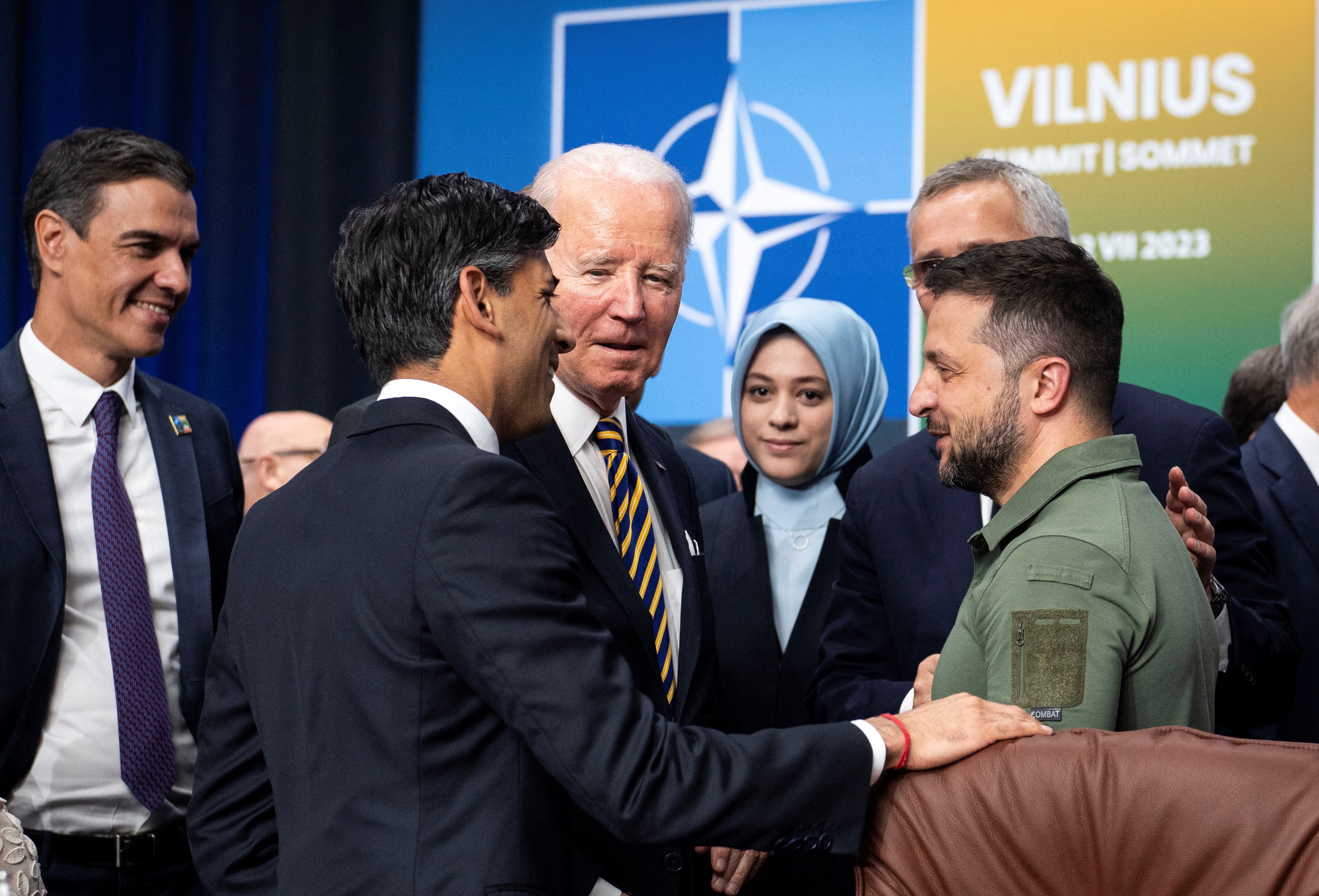 Rishi Sunak, Joe Biden and Jens Stoltenberg meet with Volodymyr Zelensky at July’s summit in Vilnius, Lithuania