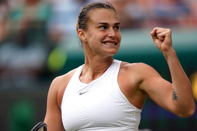 Aryna Sabalenka is into her second Wimbledon semi-final (Adam Davy/PA)