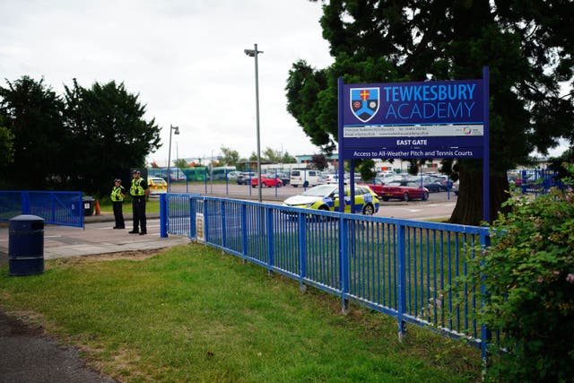 Emergency services at Tewkesbury Academy in Gloucestershire (Ben Birchall/PA)