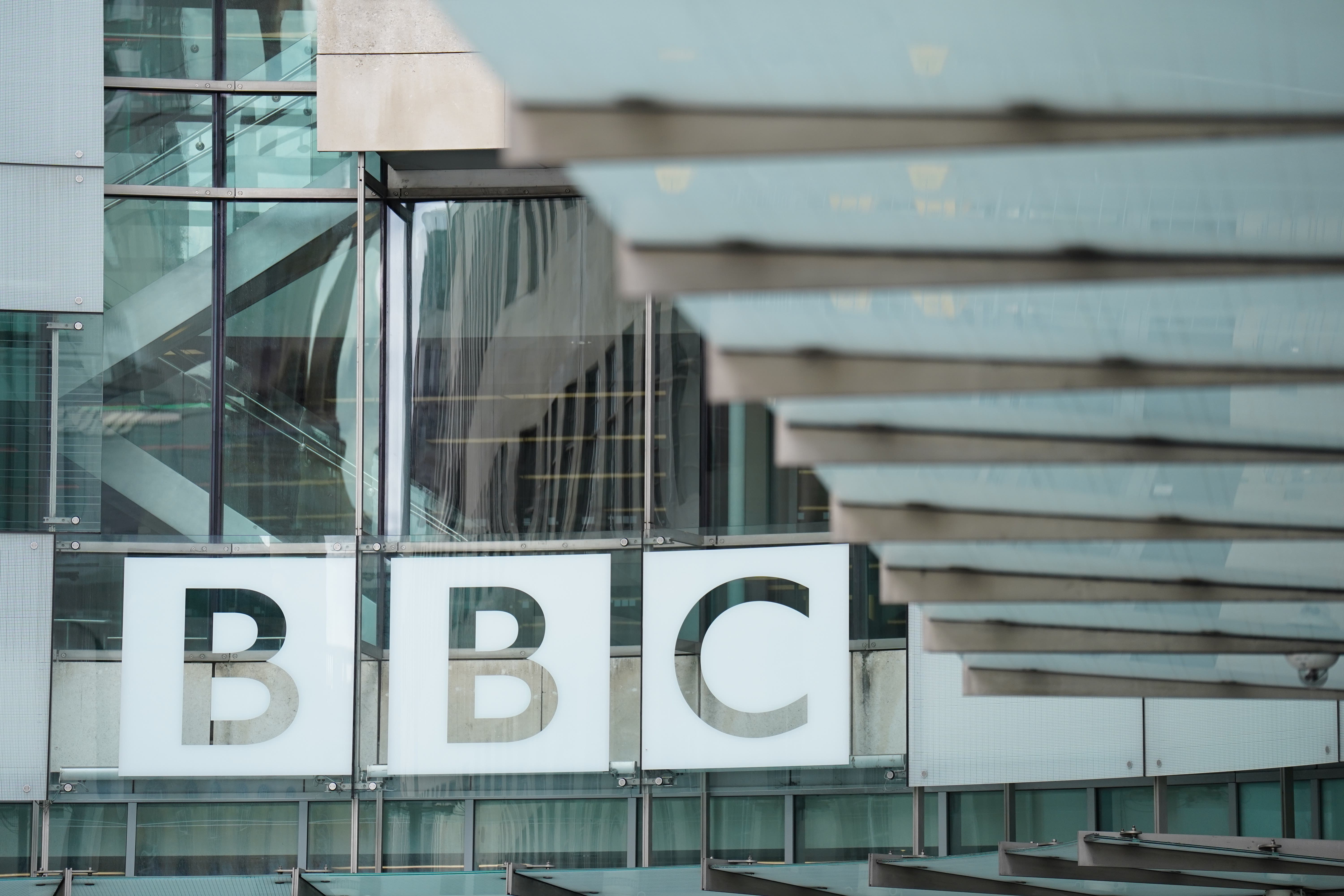 Signage outside BBC Broadcasting house, in central London (James Manning/PA)