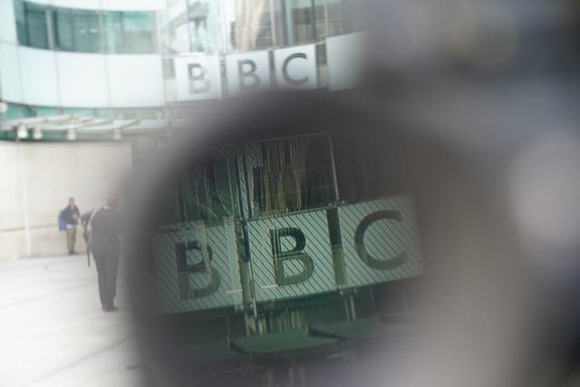 Signage as seen through a video camera’s viewfinder outside BBC Broadcasting House, in central London (James Manning/PA)