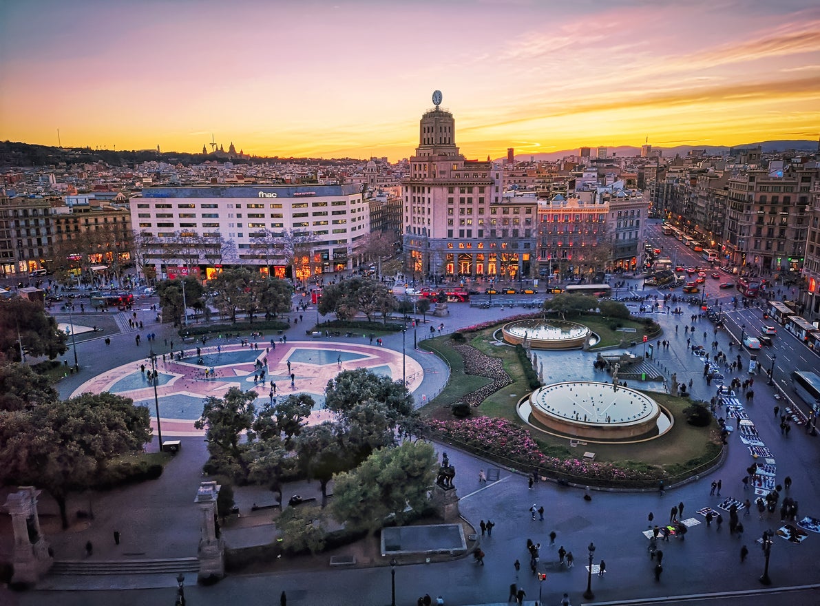 <p>Barcelona’s Placa Catalunya, the heart of the city </p>