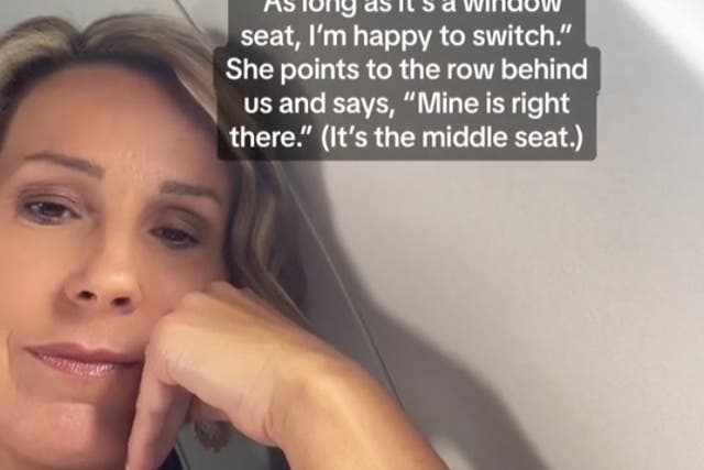 <p>A woman has shared on TikTok why she refused to switch seats with a mother on an airplane </p>