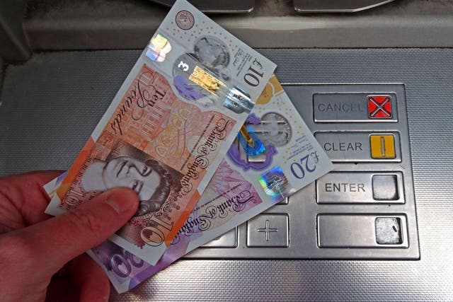 ATM withdrawals in some parts of the UK have fallen by about 60% since spring 2019, according to analysis by cash machine network Link (Alamy/PA)