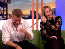 Matt Damon and Emily Blunt crack up as they mock each other’s ‘needy’ neighbourly behaviour