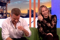 Matt Damon and Emily Blunt crack up as they mock each other’s ‘needy’ neighbourly behaviour