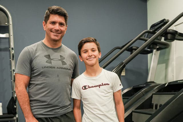 Filip Cegar with his father, Petar, as the teenager prepares for his Eiffel Tower challenge (Studio 10/PA)