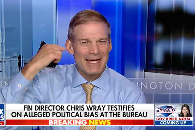 <p>Representative Jim Jordan stumbled during interview with Sean Hannity on Fox News on 12 July citing feedback issues with his earpiece</p>