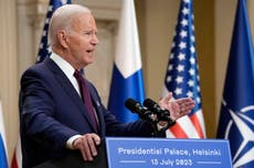 Biden says US and Nato will ‘stay connected’ amid threats from GOP