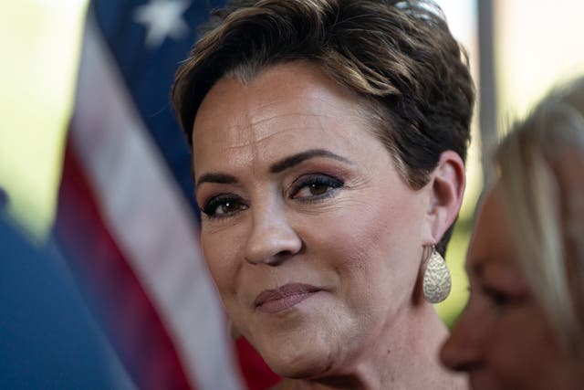 <p>Former Arizona Republican candidate for Governor Kari Lake holds a press conference the day after Maricopa County Superior Court Judge Peter A. Thompson dismissed Lake's final election loss claim on May 23, 2023 in Phoenix, Arizona. </p>