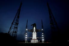 Watch as India launches historic mission to land near Moon’s south pole