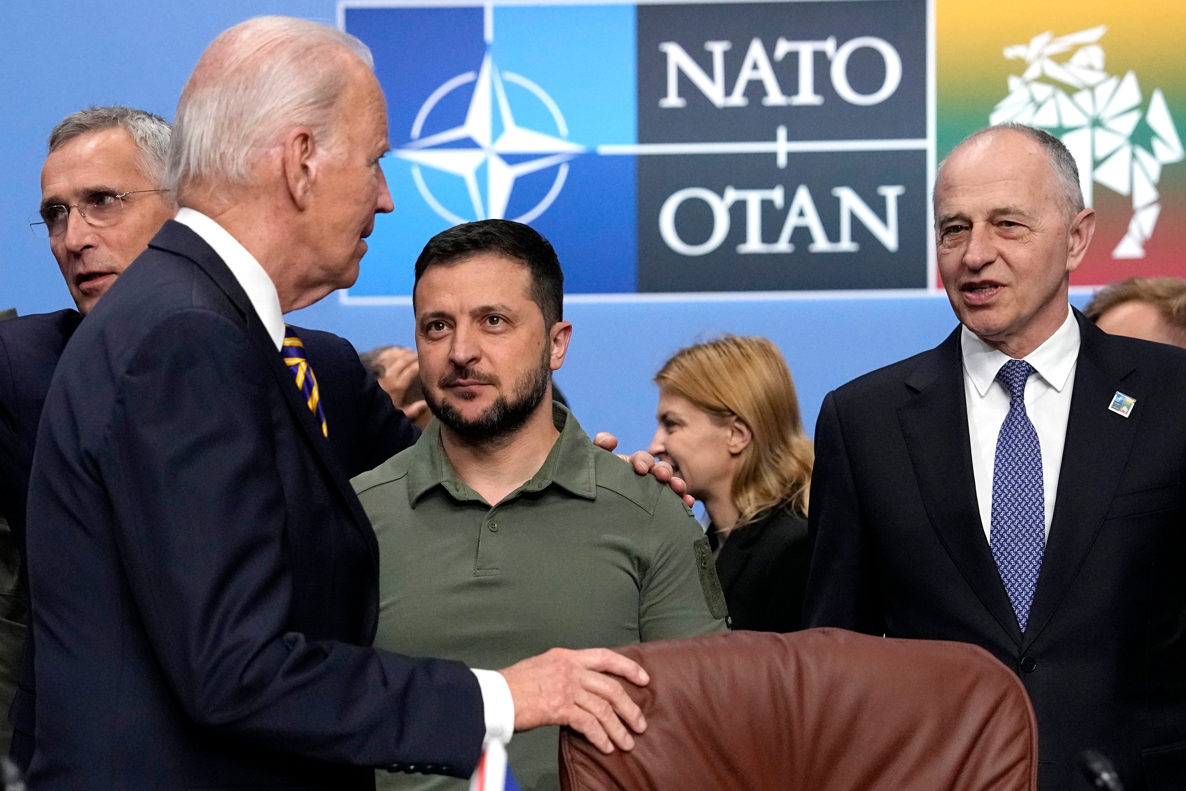 Nato secretary general Jens Stoltenberg, US president Joe Biden, and Ukrainian president Volodymyr Zelensky pictured at the recent Nato summit in Vilnius