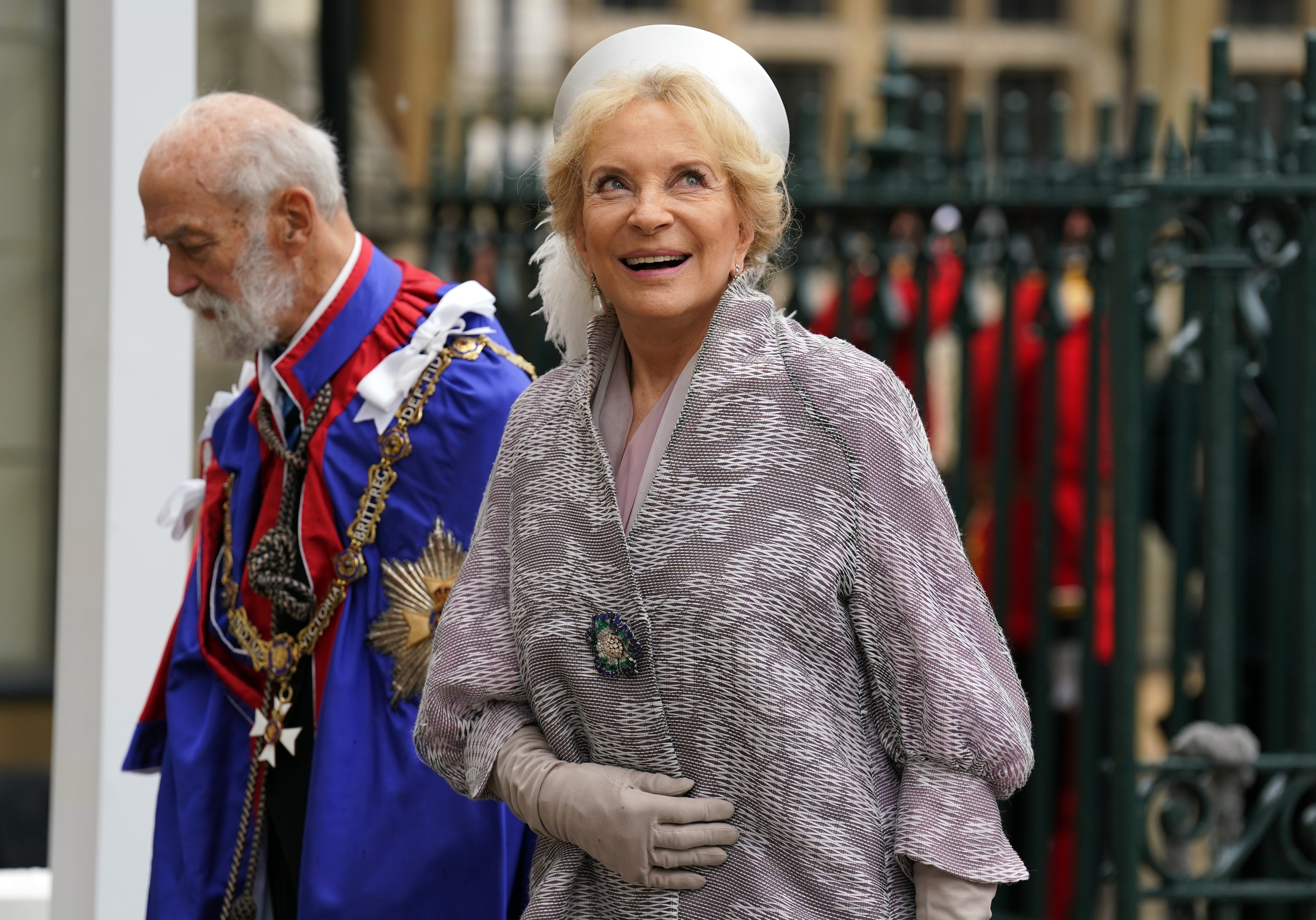 Princess Michael of Kent and Prince Michael of Kent arriving at Westminster Abbey ahead of the coronation ceremony of King Charles III and Queen Camilla on May 6, 2023