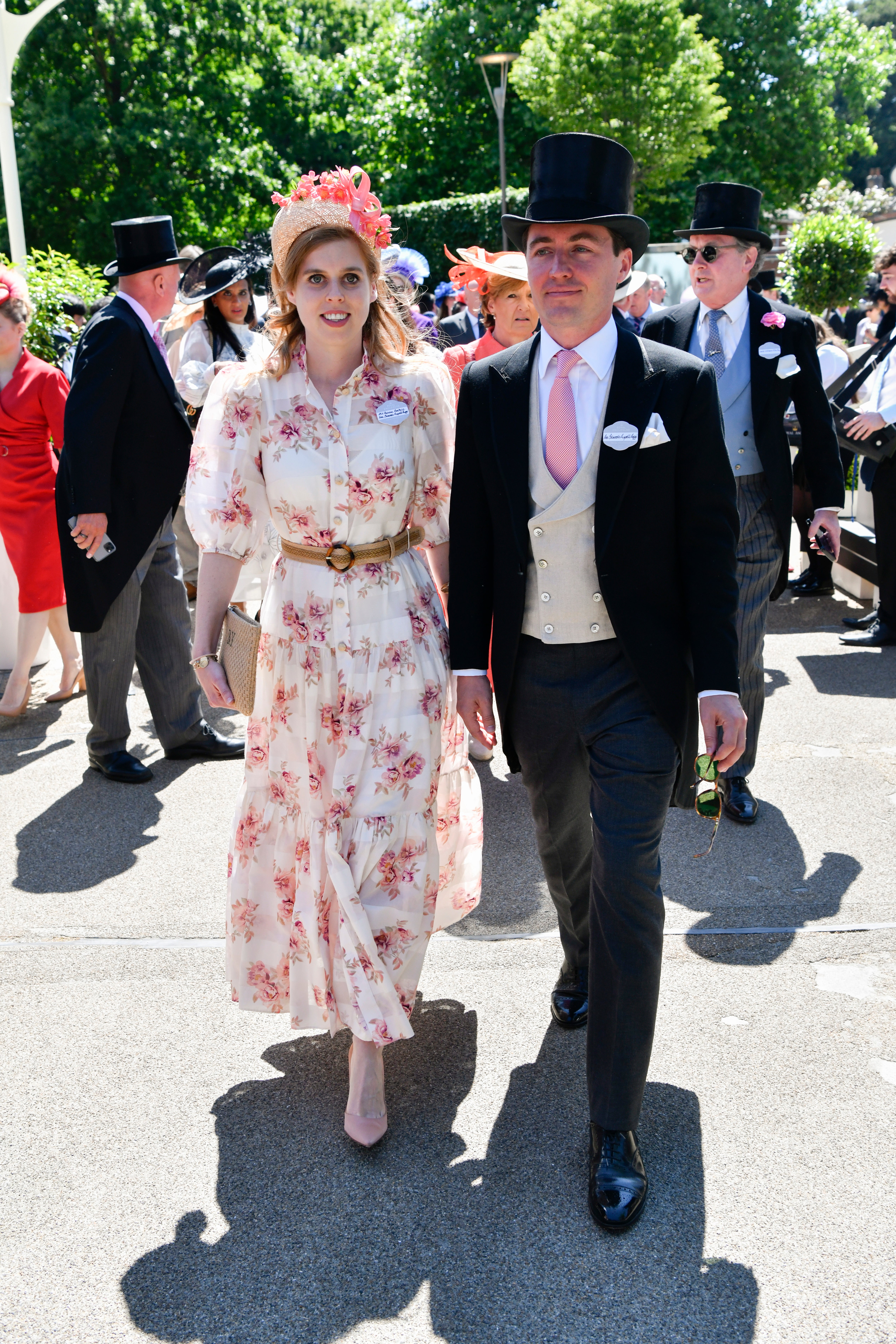 Princess Beatrice and Edoardo Mapelli Mozzin arrive at Royal Ascot 2022 at Ascot Racecourse on June 18, 2022