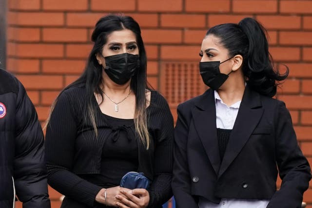 Mahek Bukhari, right, and her mother Ansreen Bukhari arrive at Leicester Crown Court (PA)