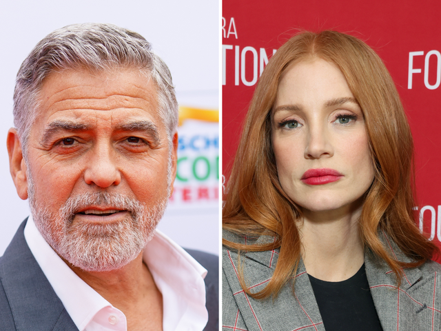 <p>George Clooney and Jessica Chastain</p>