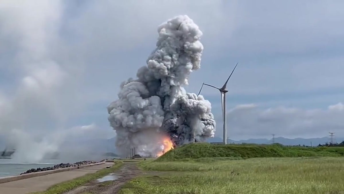 Moment space rocket engine explodes during failed test in Japan