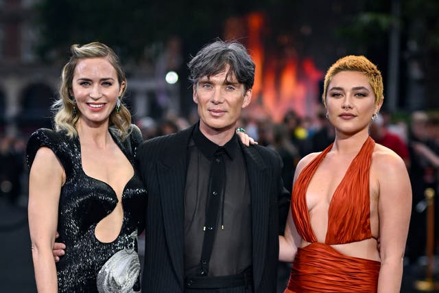 <p>Emily Blunt, Cillian Murphy and Florence Pugh attend the ‘Oppenheimer’ premiere before walking out as the SAG-AFTRA strike was called</p>