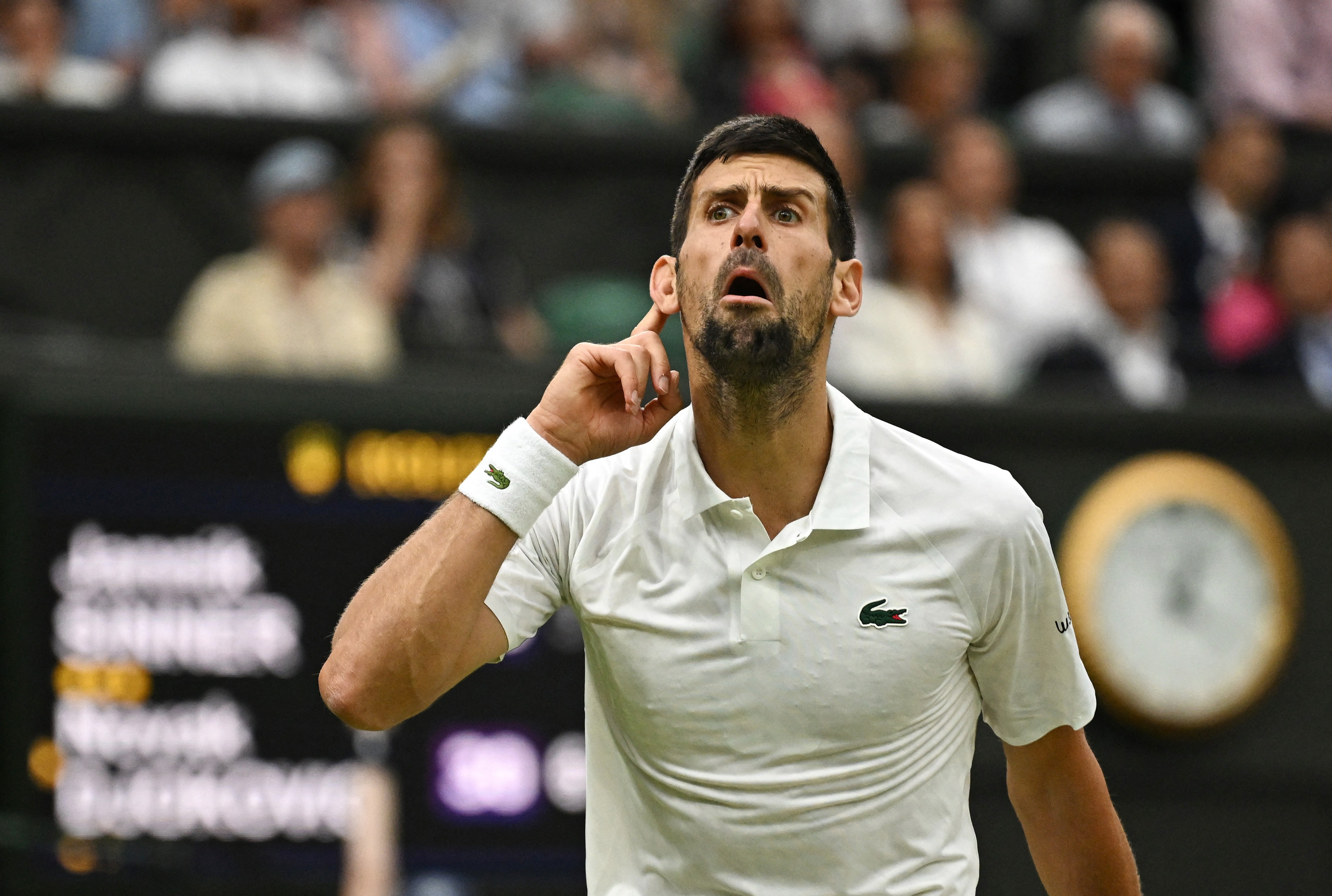 Djokovic taunts Centre Court after saving two set points against Sinner