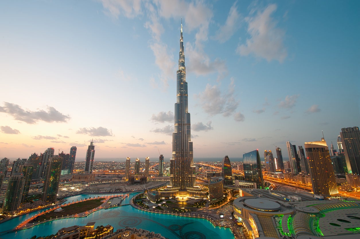 Dubai’s cityscape, with the Burj Khalifa at the centre