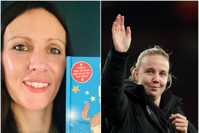 Beth Mead (right) said Catherine Emmett’s book was ‘just the thing to inspire future Lionesses’ (Catherine Emmett/Mike Egerton/PA)