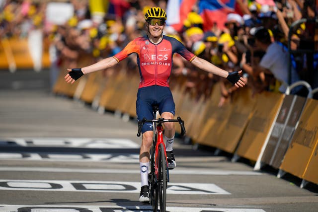 Carlos Rodriguez won stage 14 of the Tour de France to move up to third overall (Daniel Cole/AP)