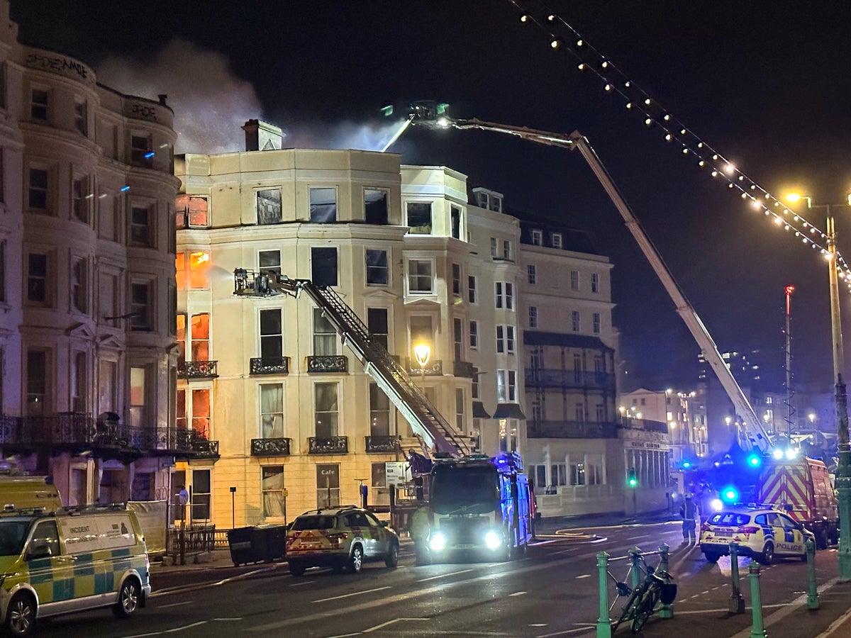 Fire breaks out at Royal Albion Hotel near Brighton as high winds pose challenge to rescue