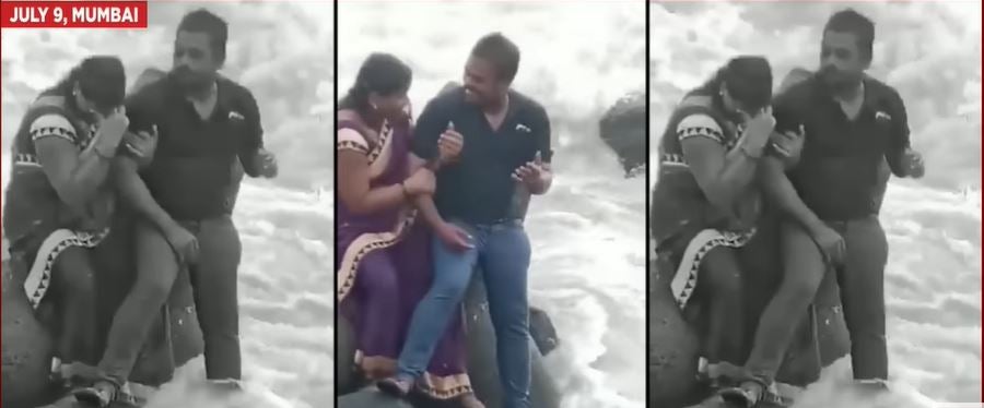 Woman swept away by high tide in India’s Mumbai