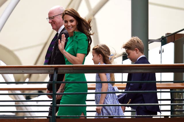The Princess of Wales has arrived at Wimbledon with Prince George and Princess Charlotte (John Walton/PA)
