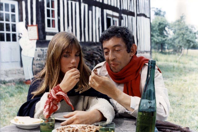 <p>Birkin and Serge Gainsbourg in ‘Slogan’ in 1969</p>