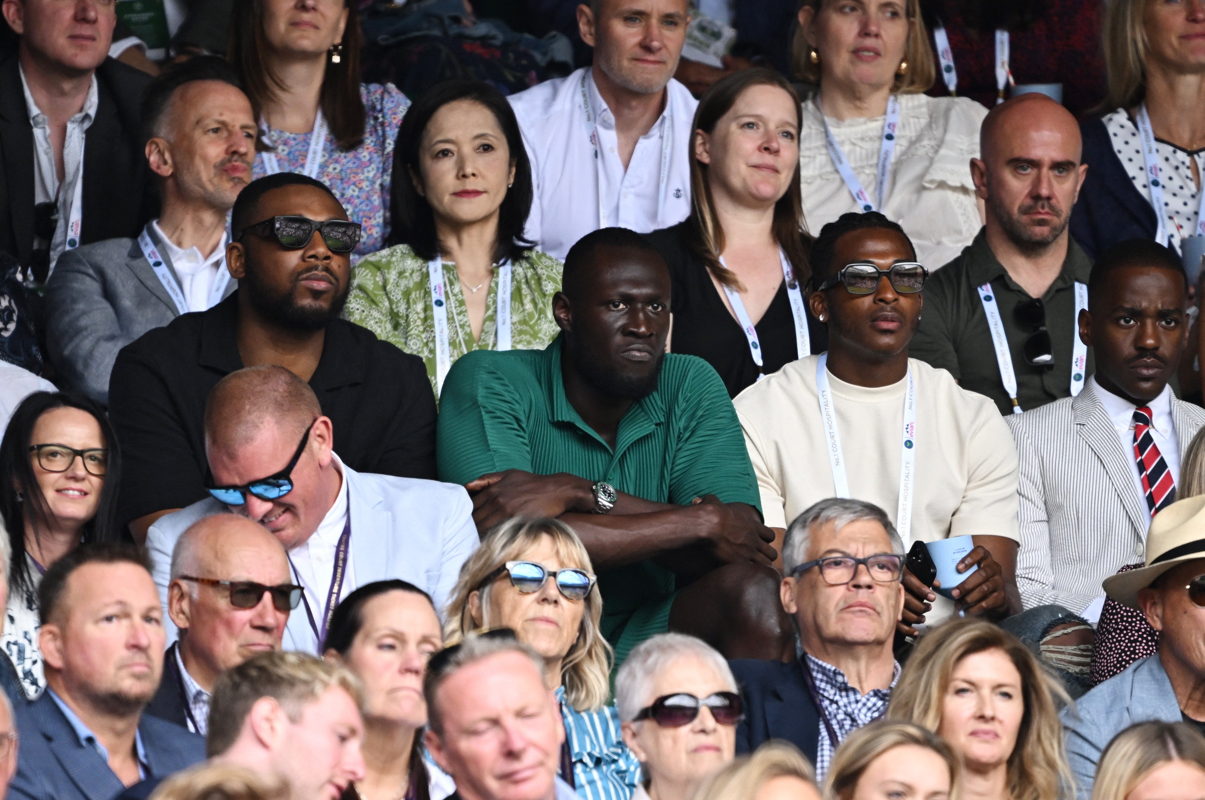 Singer Stormzy in the stands during the men's singles final