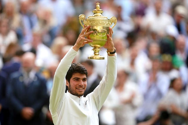 Carlos Alcaraz won the Wimbledon men’s title for the first time (Victoria Jones/PA)