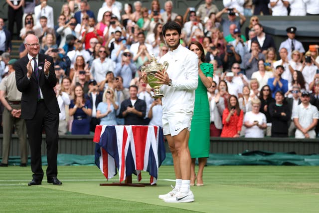 Carlos Alcaraz beat Novak Djokovic in an epic Wimbledon men’s final (Steven Paston/PA)