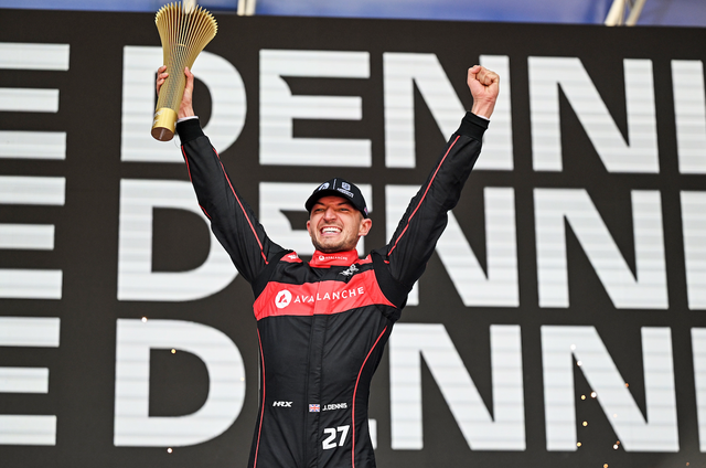 <p>Jake Dennis won the second race at the Rome E-Prix on Sunday</p>
